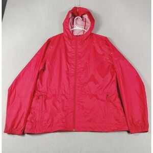 Columbia Jacket Womens XL Pink Hooded Windbreaker Full Zip Outdoor Hiking Travel